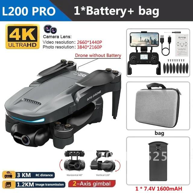 L200 PRO MAX RC 4K 2 eixos PTZ HD Câmera dupla 360° GPS WIFI 5G