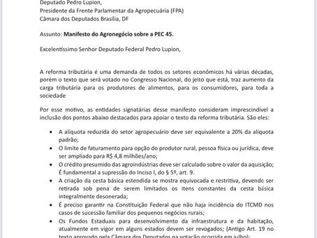 Manifesto do agronegócio sobre a PEC 45