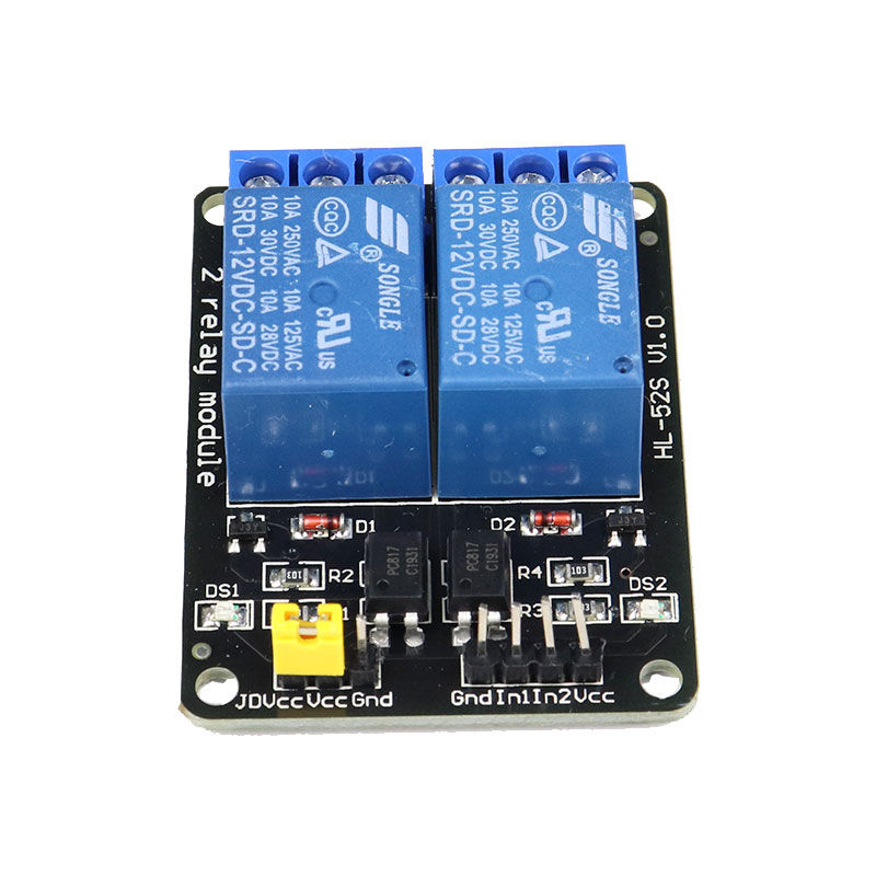 Miniature : 2 Channel Low Level Relay Module (with light coupling) 12V