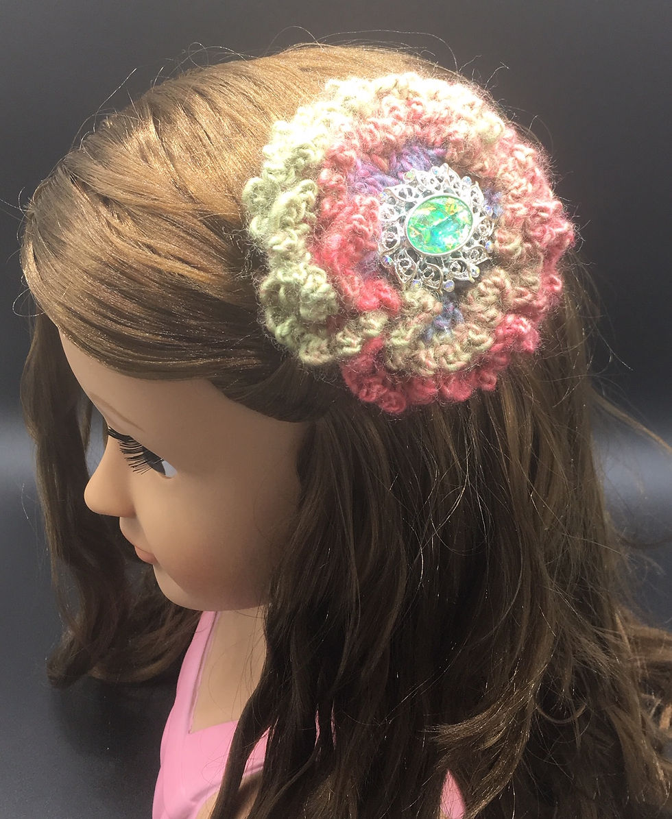 Thumbnail: Carnival Ruffled Crocheted Hair Flower