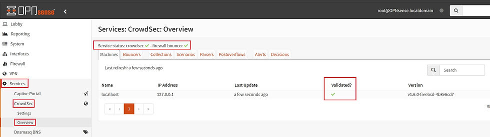 OPNSense CrowdSec status activated