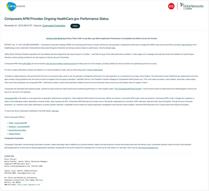 Healthcare.gov Press Release