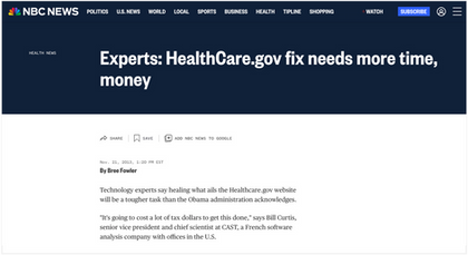 Healthcare.gov Feature article by NBC News