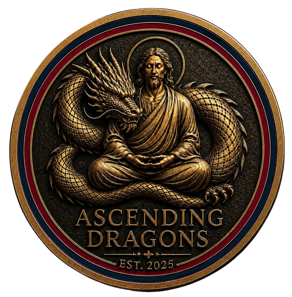 Ascending Dragons logo with a monk and dragon, Est. 2025