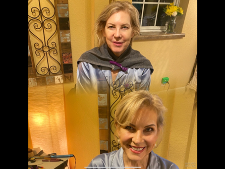 Before and after mature hair makeover for a woman at Nousha’s Hair Studio in Mequon, Wisconsin.