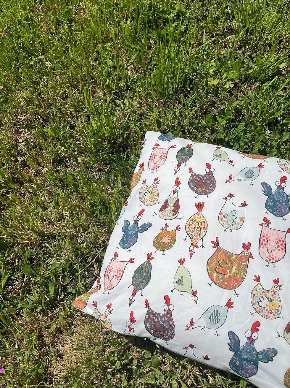 housse coussin poule cocotte couleur rigolote