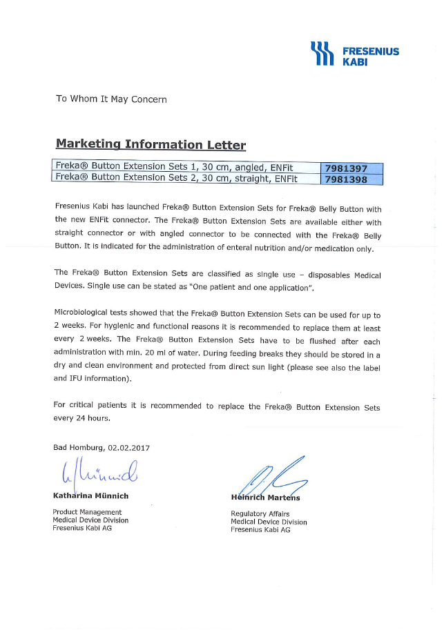 Statement on Freka Belly Button extension re-use