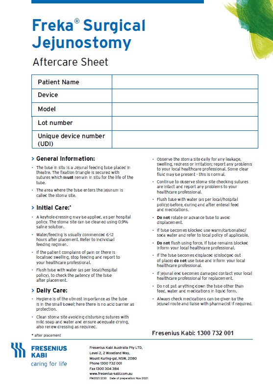 Freka FCJ - Patient implant card