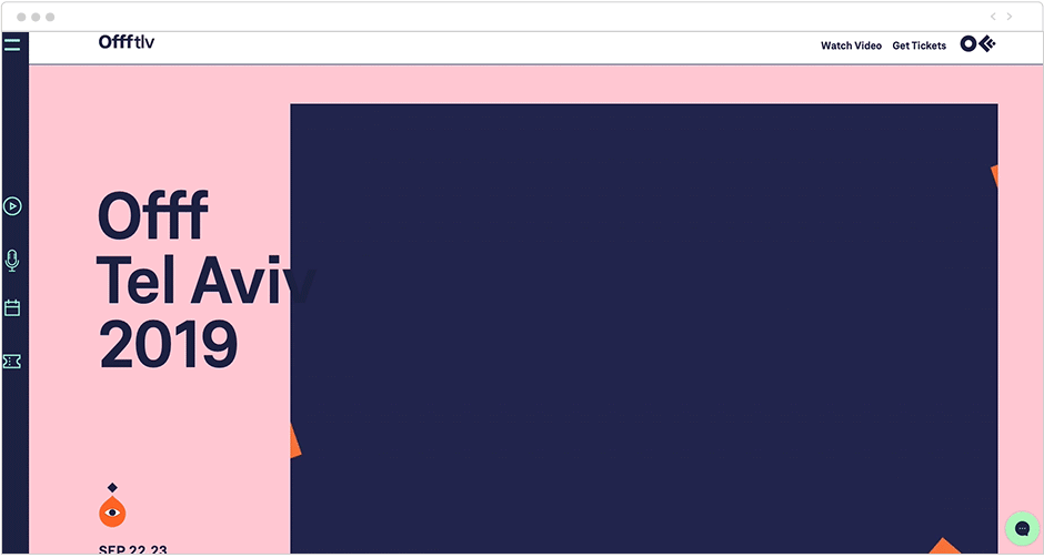 Exemplo de site com efeito parallax: OFFF Tel Aviv.