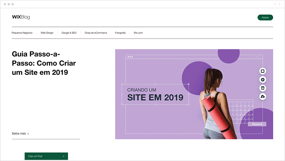 O Blog do Wix é um exemplo de site com menu fixo