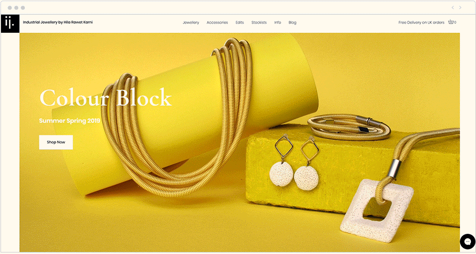 Exemplo de site com efeito parallax: Industrial Jewellery