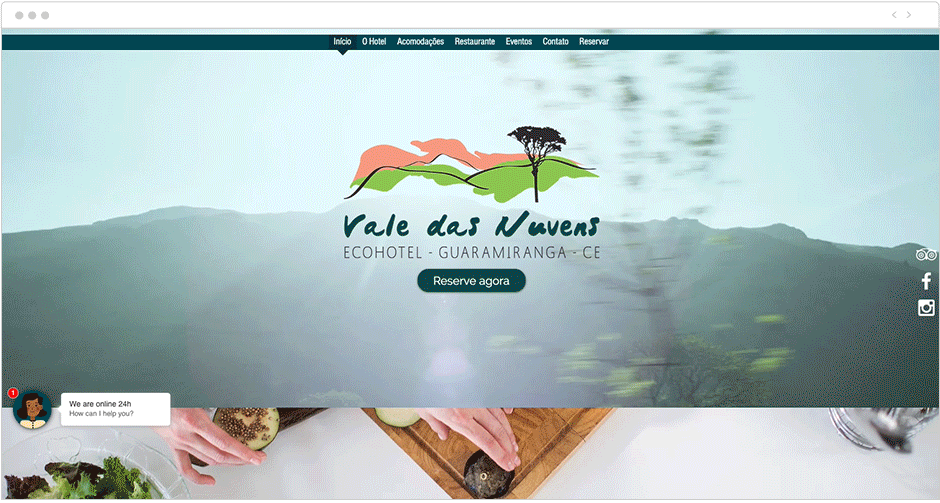 Exemplo de site com efeito parallax: Hotel Vale das Nuvens