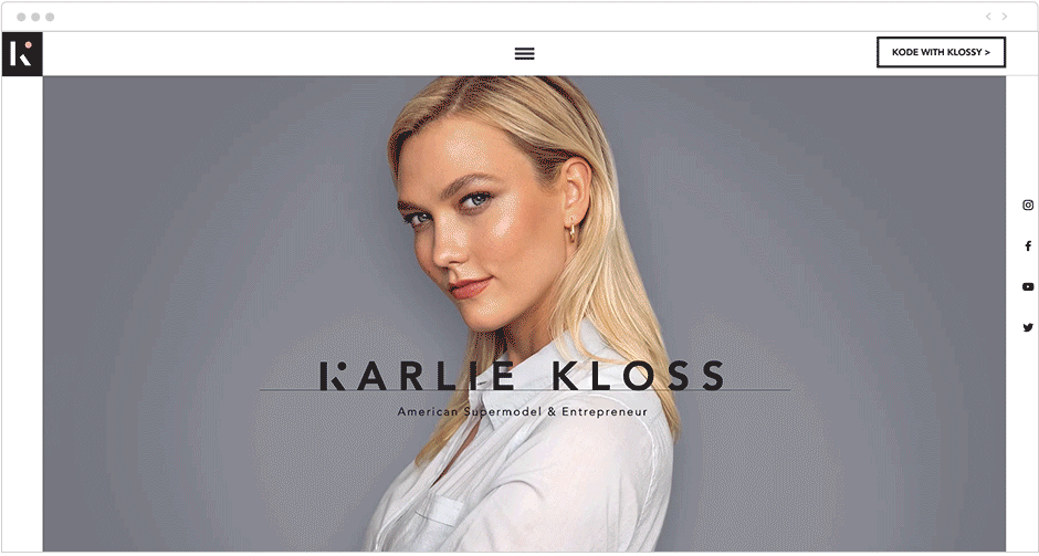 Exemplo de site com efeito parallax: Karlie Kloss