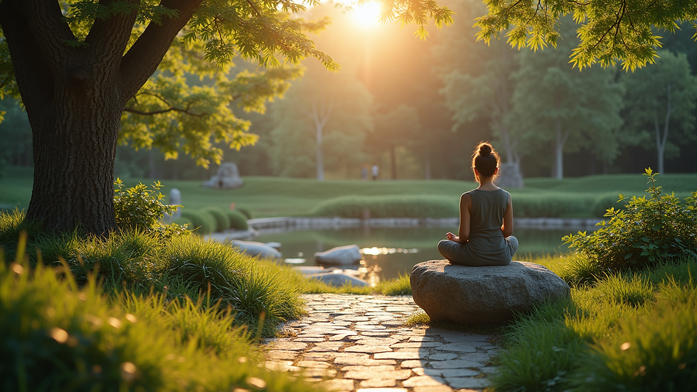 High angle view of a peaceful outdoor meditation spot