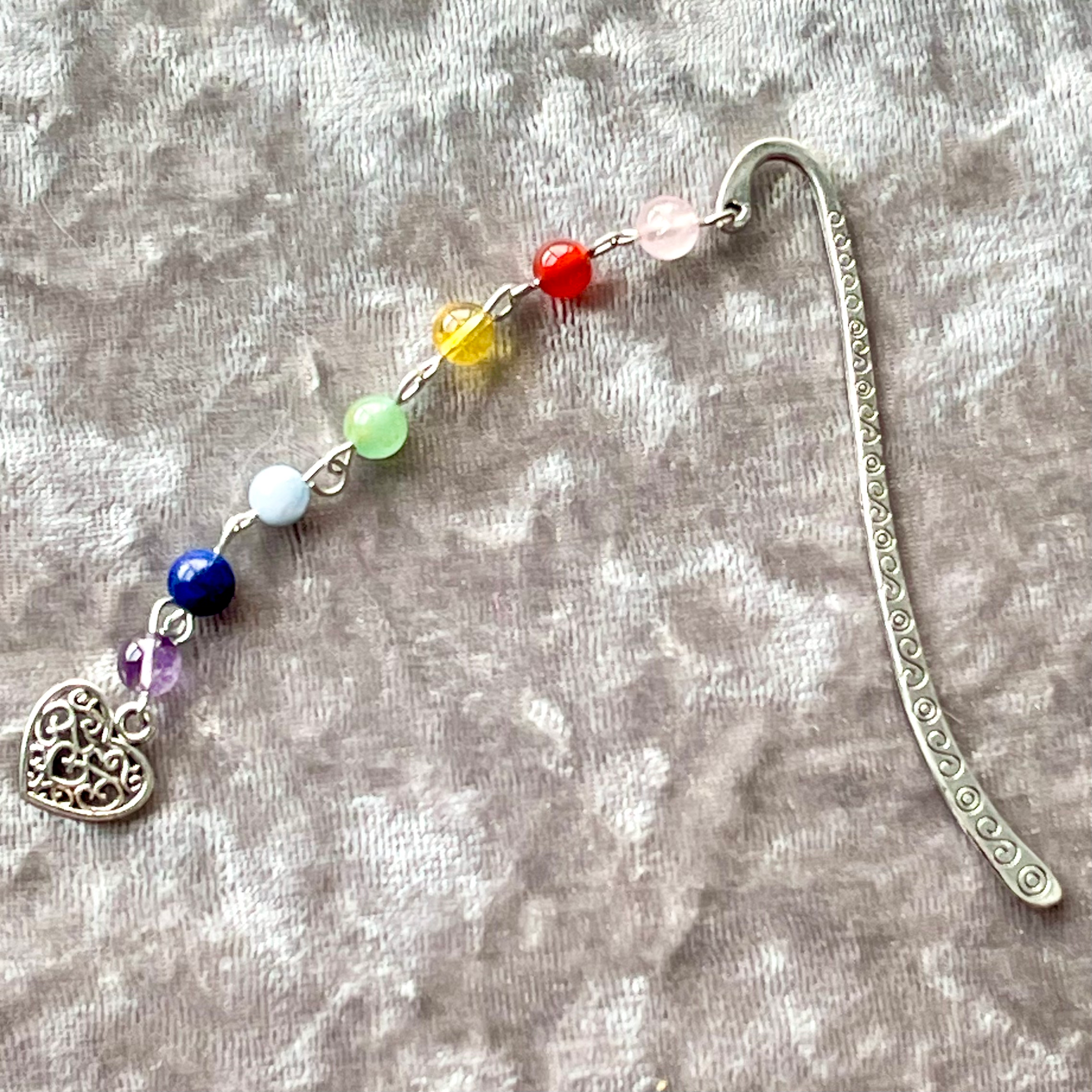 Chakra bookmark with heart charm