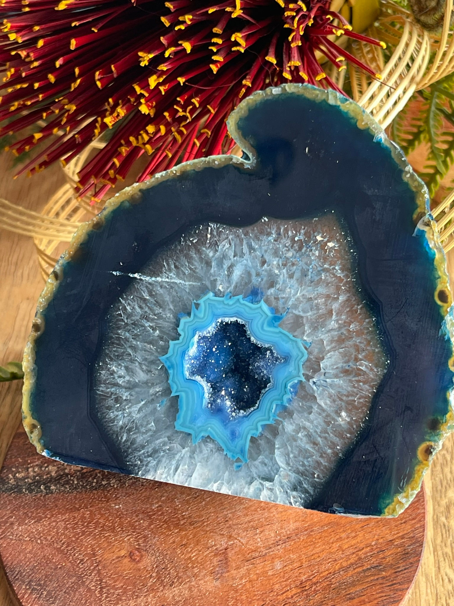 Blue Agate Crystal Geode