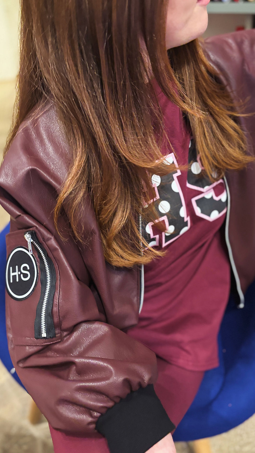 Thumbnail: H•S Wine Polka Dot Long Sleeve T-Shirt  
