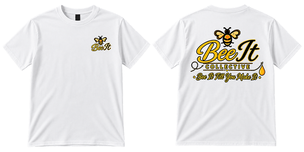White Bee It Collective T-shirt front and back views