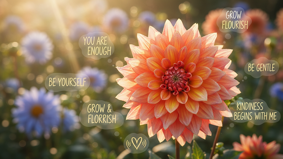 Eye-level view of a blooming flower in a sunlit garden