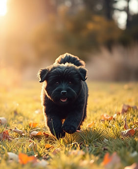 black fluffy dog running through the grass in the fall_edited.jpg