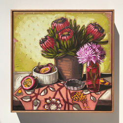 Sam Michelle ' Proteas & Passion Fruit' 53x53cm 