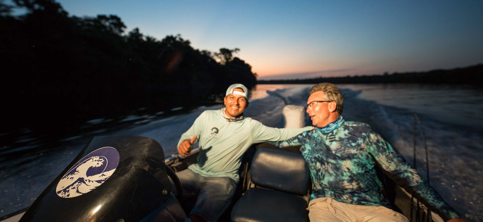 Guest with Guide. Staff and Crew are important at Nomadic Waters as we live by the Value of Respect our Relationships; Communities, Customers, Crew : We Need Them, They Need Us