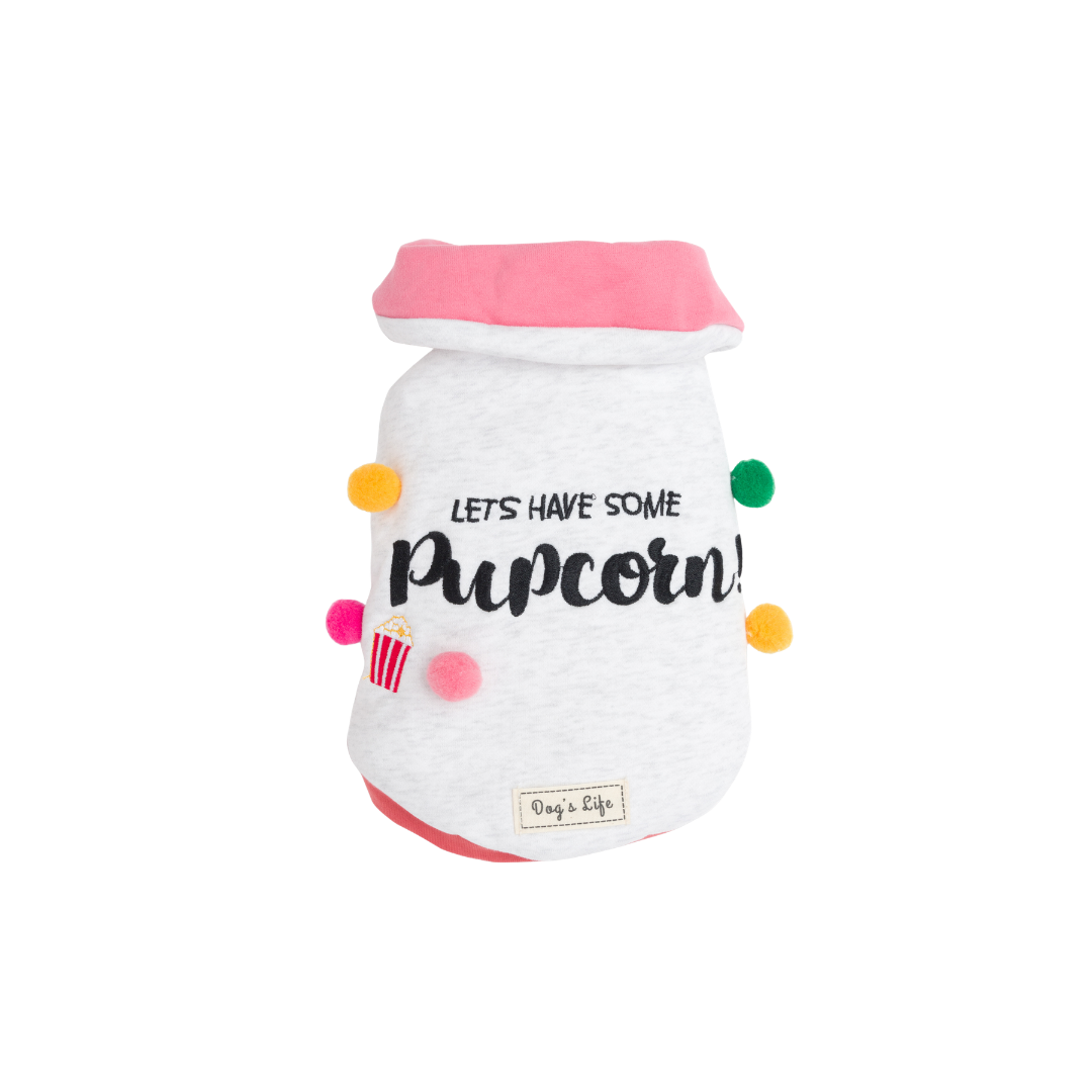 Dogs Life Let's Have Some Pupcorn Cape Light Grey