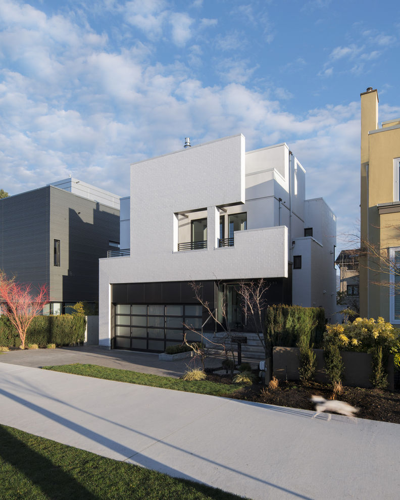 Modern residential exterior, Vancouver BC, flying facade
