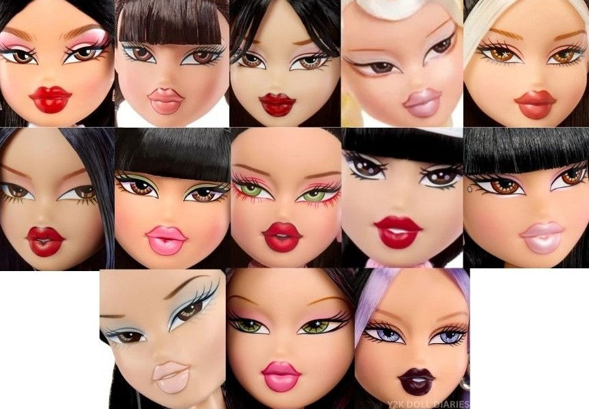 From Top Left to Right: Alwayz Jade (2024), Slumber Party Rerelease Jade (2024), Goin' Out Jade (2025), Bratzaversary (1st Edition 2025), Stylin' Jade (2025), Scorchin' Jade (2025), Play Sportz Reproduction Jade (2025), Fashion Pixiez Jade (2nd Edition 2025), Hello Kitty x Bratz Jade (2025), Charmz Jade (2025), Pop Starz Jade (2025), Sassy Stampede Jade (2026), Stylin' Birthday Jade (2026). Source: BratzFandom.com