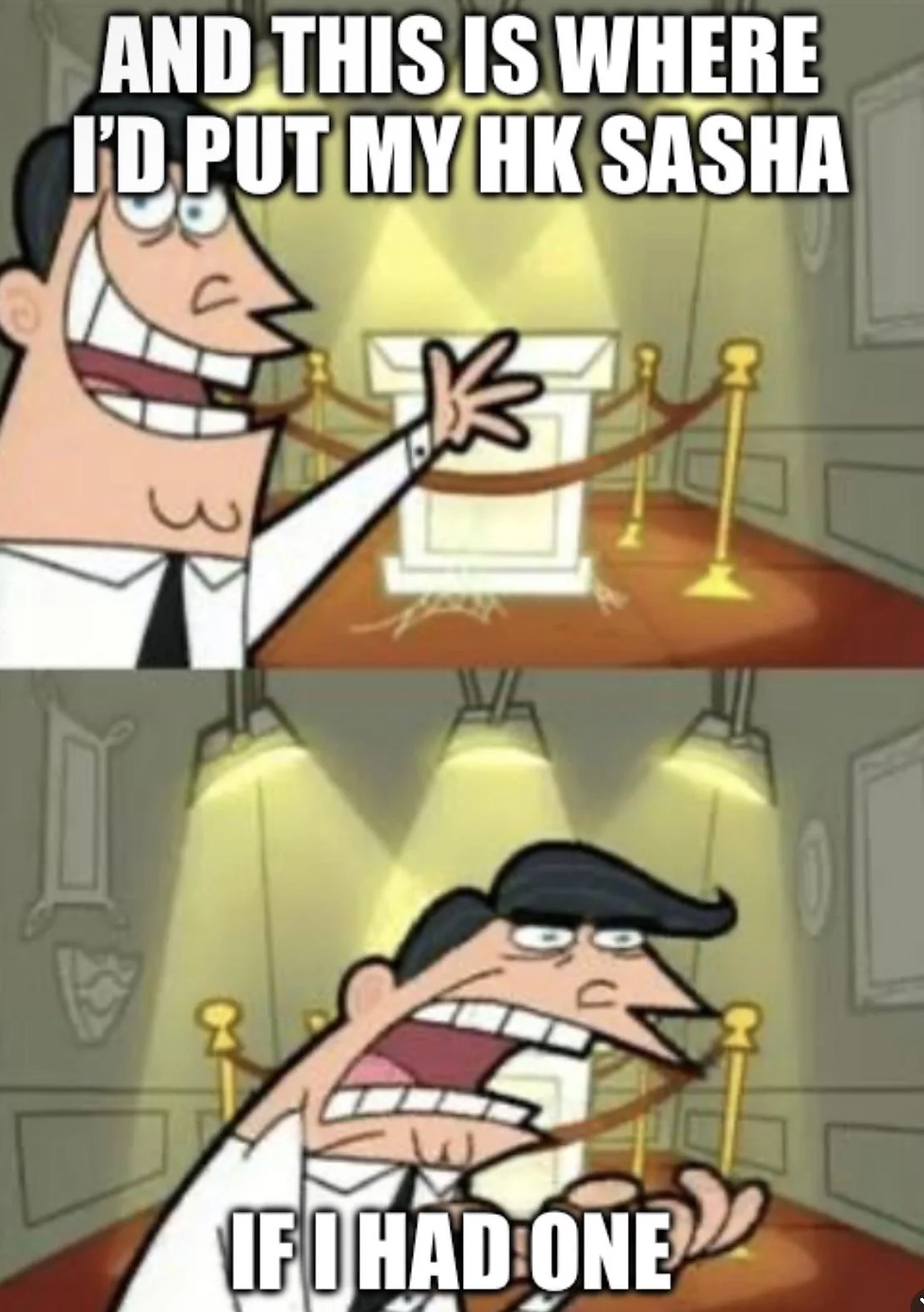 A meme about Hello Kitty Sasha reflecting the anticipation of collectors