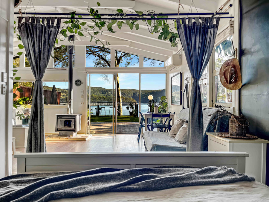 Looking out from the bedroom nook toward Pittwater