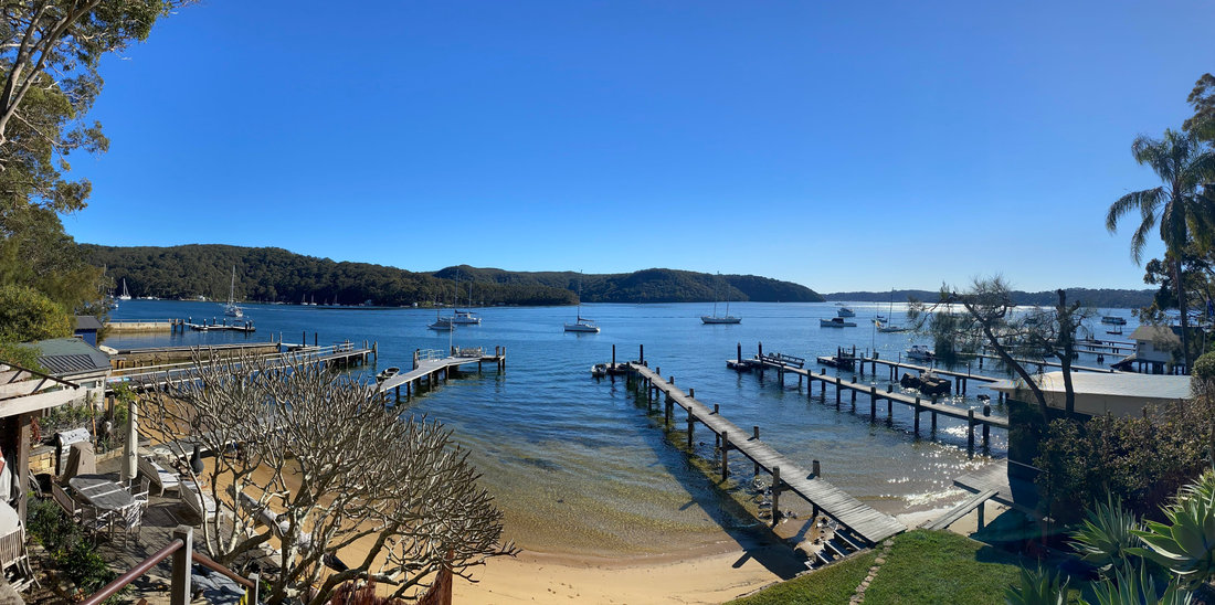 The sheltered swimming beach in front of the cottage
