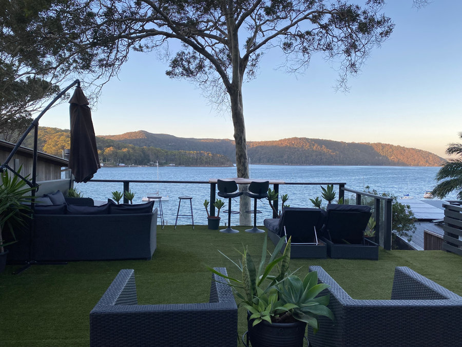 Deck lounge under the angophora tree