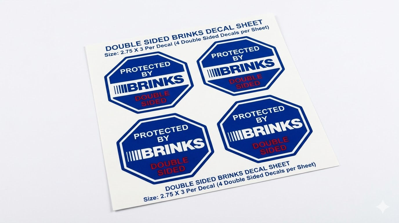 Brinks Double-Sided Security Decals – Regular Order (Multiples of 4 Decals)