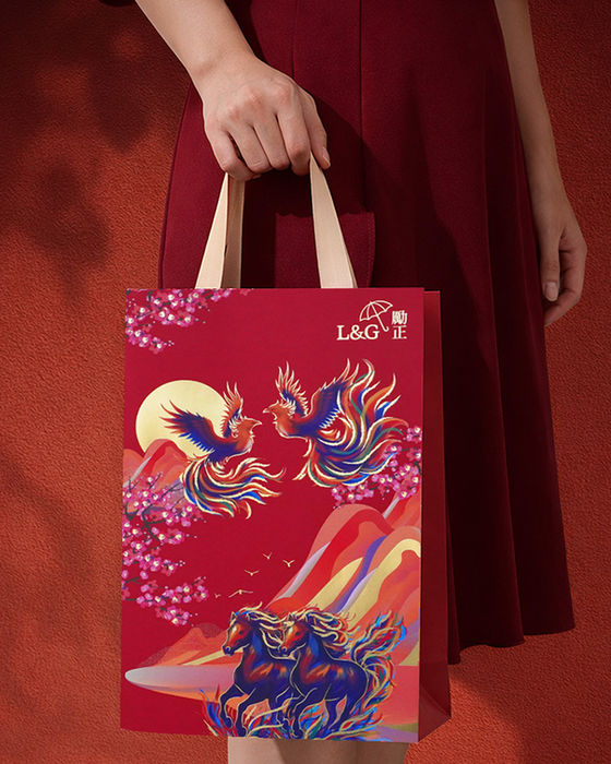 L&G red packet paper bag with phoenix and horse artwork