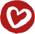 White heart inside red circle