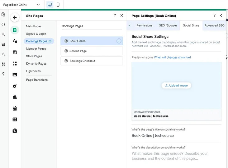 The social share editing options as seen in the Wix Editor.