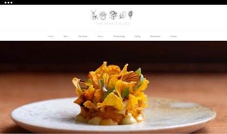 Homepage for finalist The Five Fields and an image of chef Taylor Bonnyman.