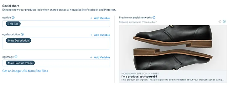 wix social share settings