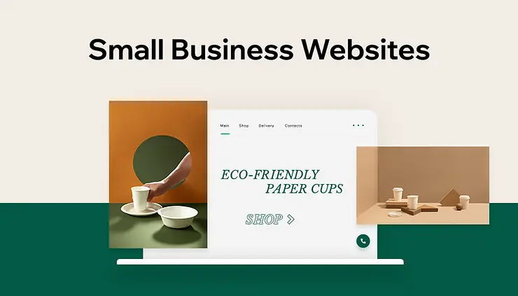 Small business website design example showing an eco-friendly paper cup ecommerce website.