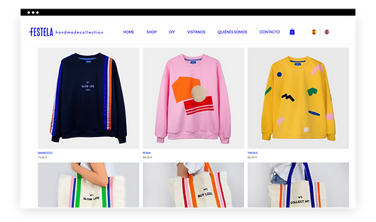 ファイナリストに選ばれた Festela のホームページと、創業者の Mireia さん & Merce さん。