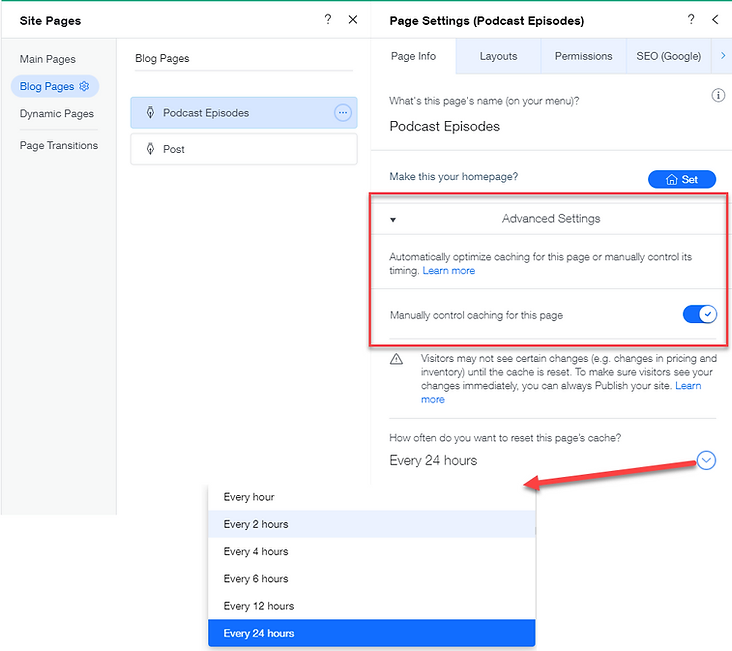 manual caching in wix