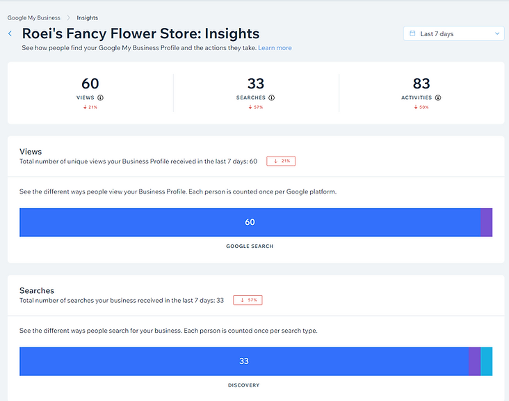 Wix google business profile dashboard