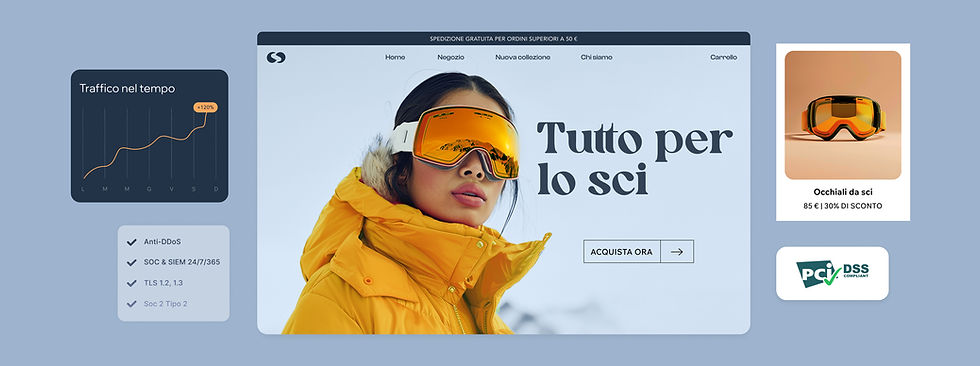 Infrastruttura di un sito eCommerce che vende articoli da montagna.