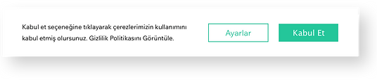 Kullanıcıların çerezleri kabul etmeyi veya gizlilik seçeneklerini özelleştirmeyi seçebilecekleri bir çerez bilgisi başlığı.