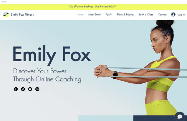 Hjemmeside for et fitness-selskap.