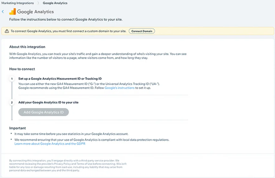 wix google analytics integration