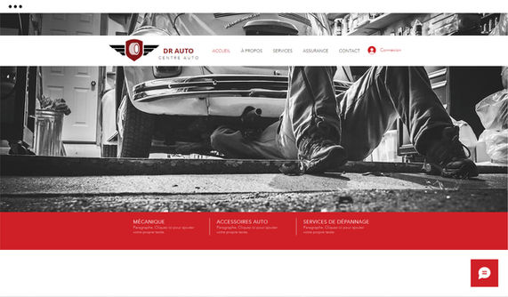 Page d'accueil d'un site de garage de mécanique.