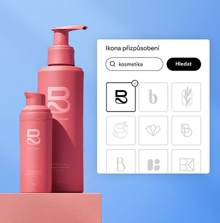 Tvorba vlastních ikon pro kosmetickou společnost v nástroji Logo Maker.