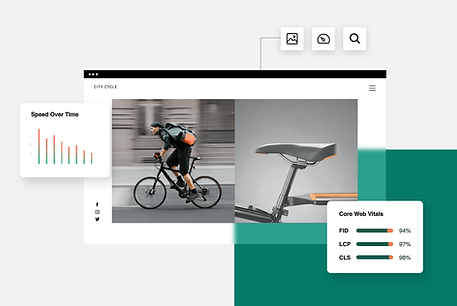 aepage for a bike shop featuring the sites Speed over Time and Core Web Vitals results.